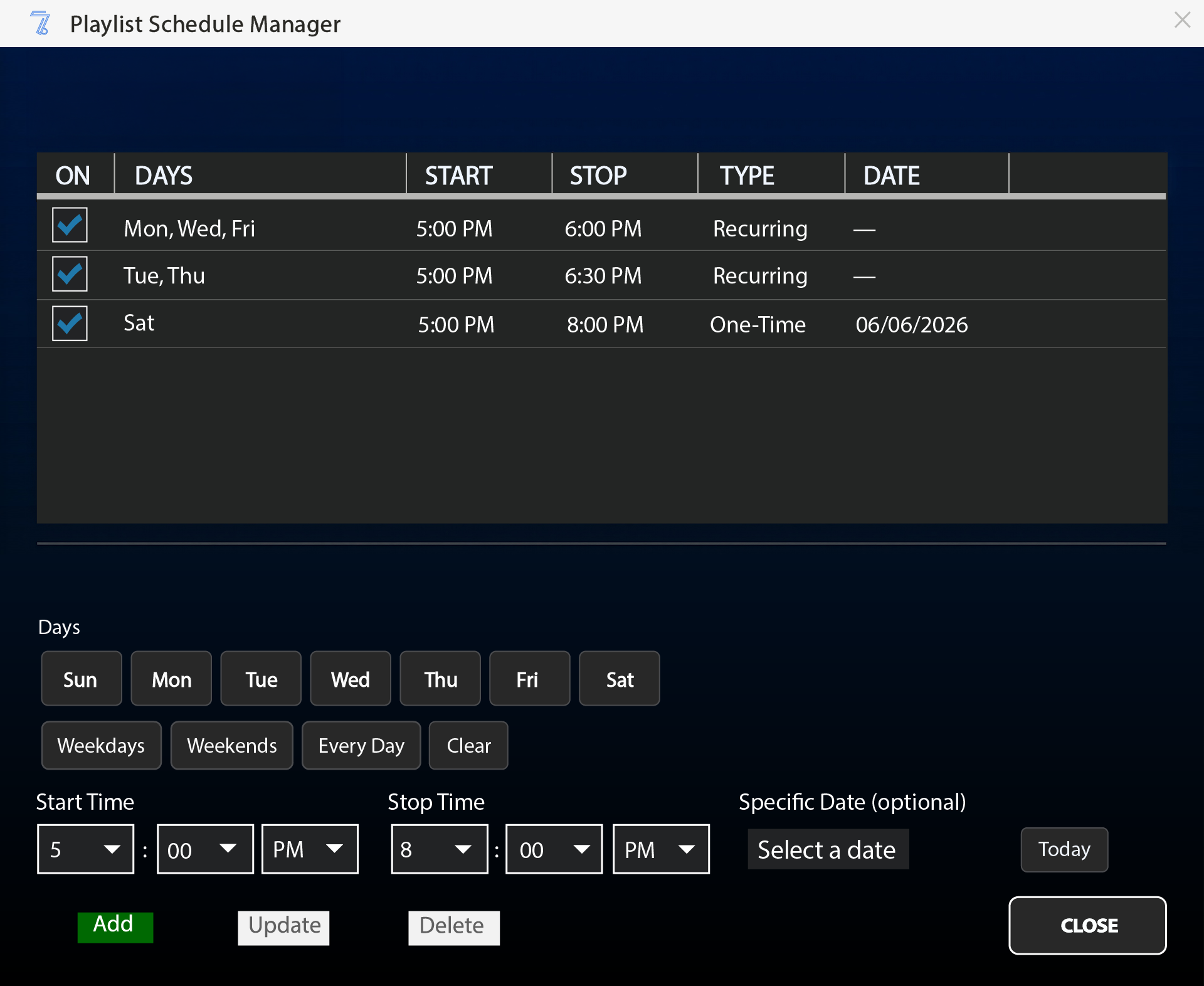Playlist Scheduling